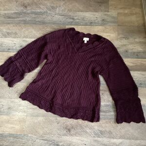 Greige Knit Sweater with Bell Sleeves